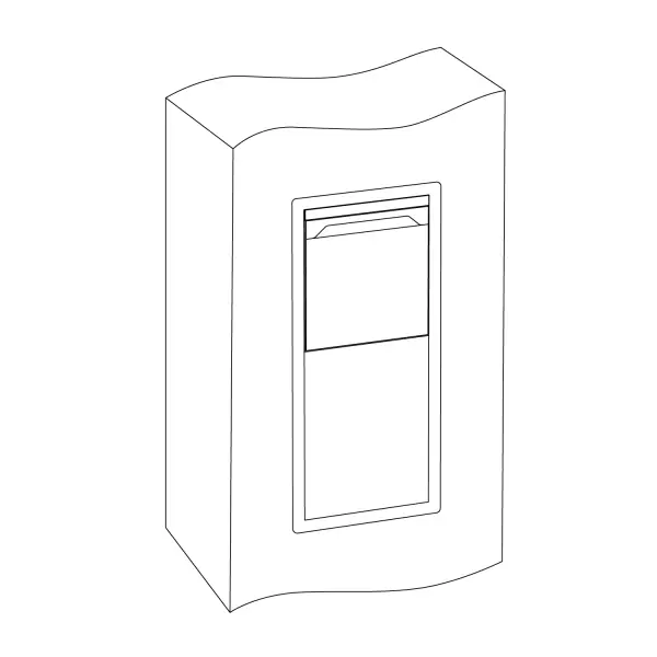 Lijntekening van inbouw pakketbrievenbussen, met een duidelijke weergave van de structuur, afmetingen en de indeling van de compartimenten, inclusief het afwerkingsframe.